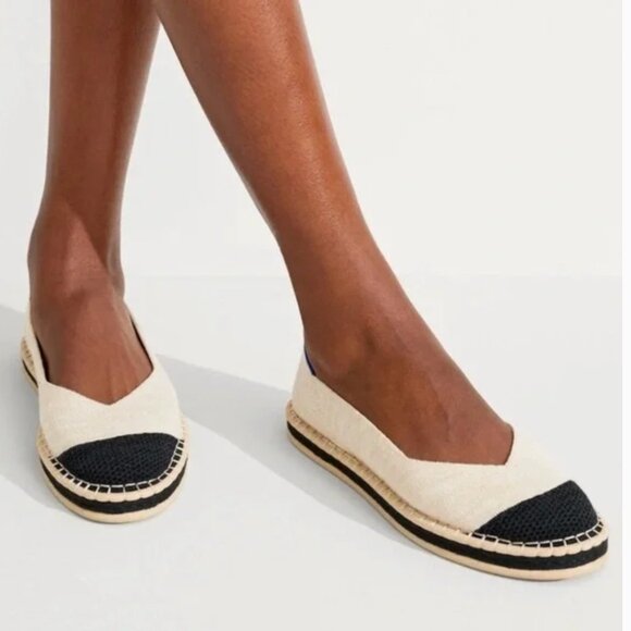 Rothy's Shoes - NEW Rothy’s Boardwalk Espadrille Flats Ivory Black  Comfortable Padded Insole 9